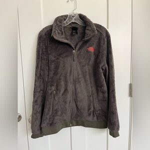 The North Face Fuzzy Fleece Jacket Womens M Olive Green Full Zip Cozy